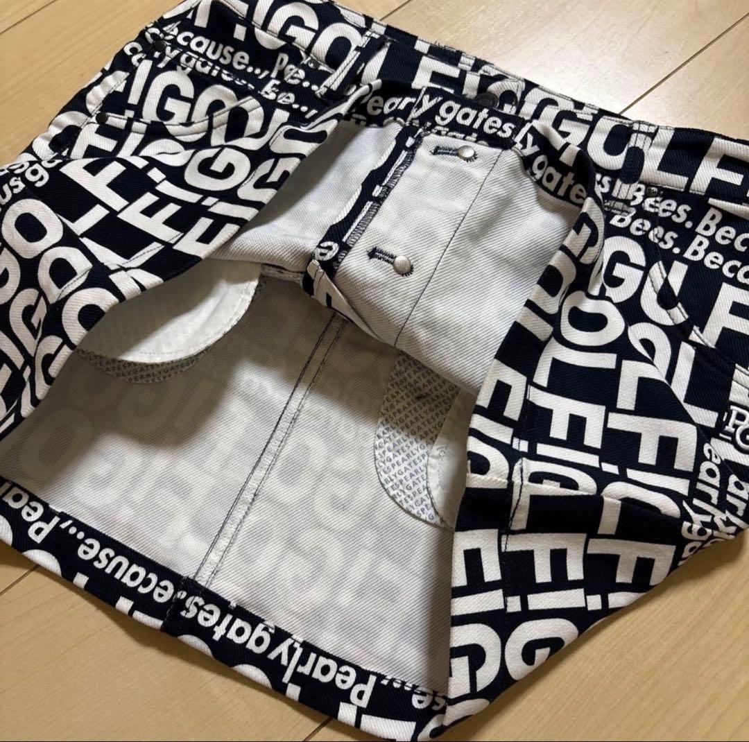 PEARLY GATES ロゴプリントスカート 黒✖️白　0 オマケ付き