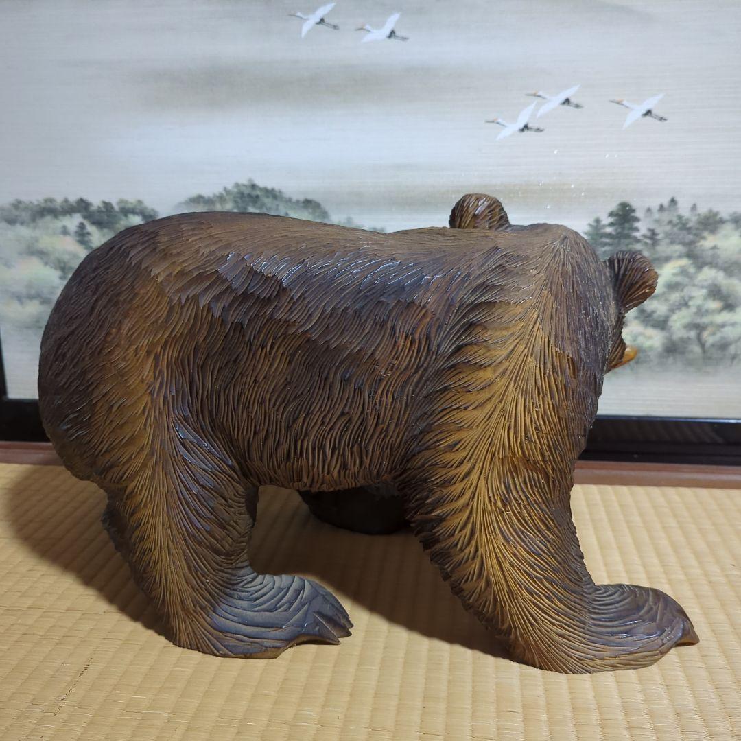 北海道熊の置物 木製 約49cm x 26cm x 28cm