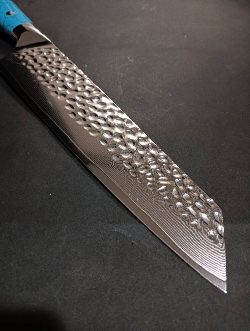 に*太様 本鍛造33層ダマスカスV金10号切付包丁210mm ブルーターコイズ柄