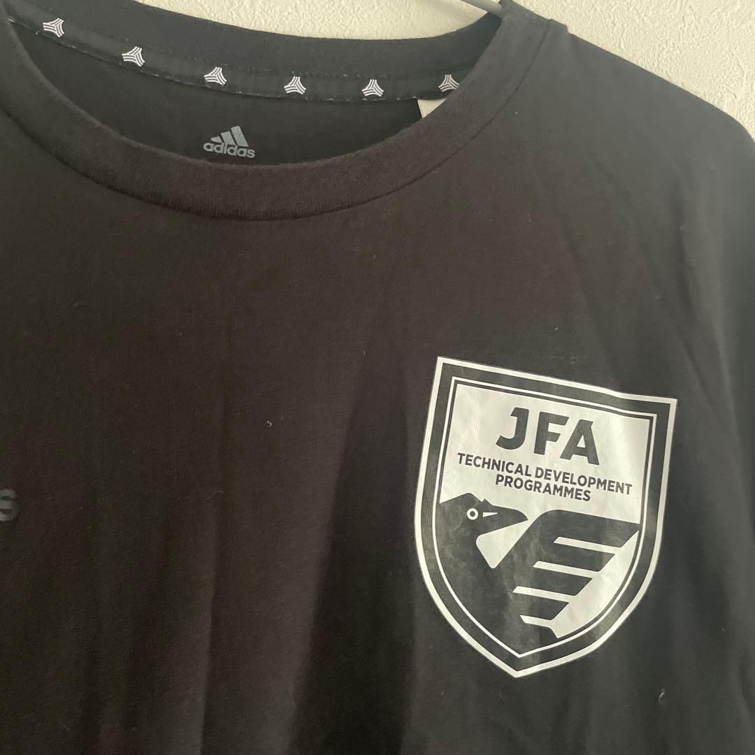 adidas JFA 綿　コットン　Tシャツ Lサイズ 黒