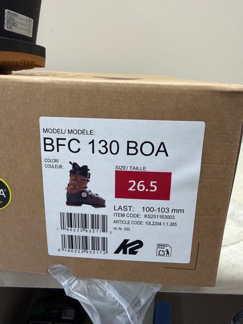 K2 BFC BOA 2026 スキーブーツ26.5cm (箱あり)新品未使用