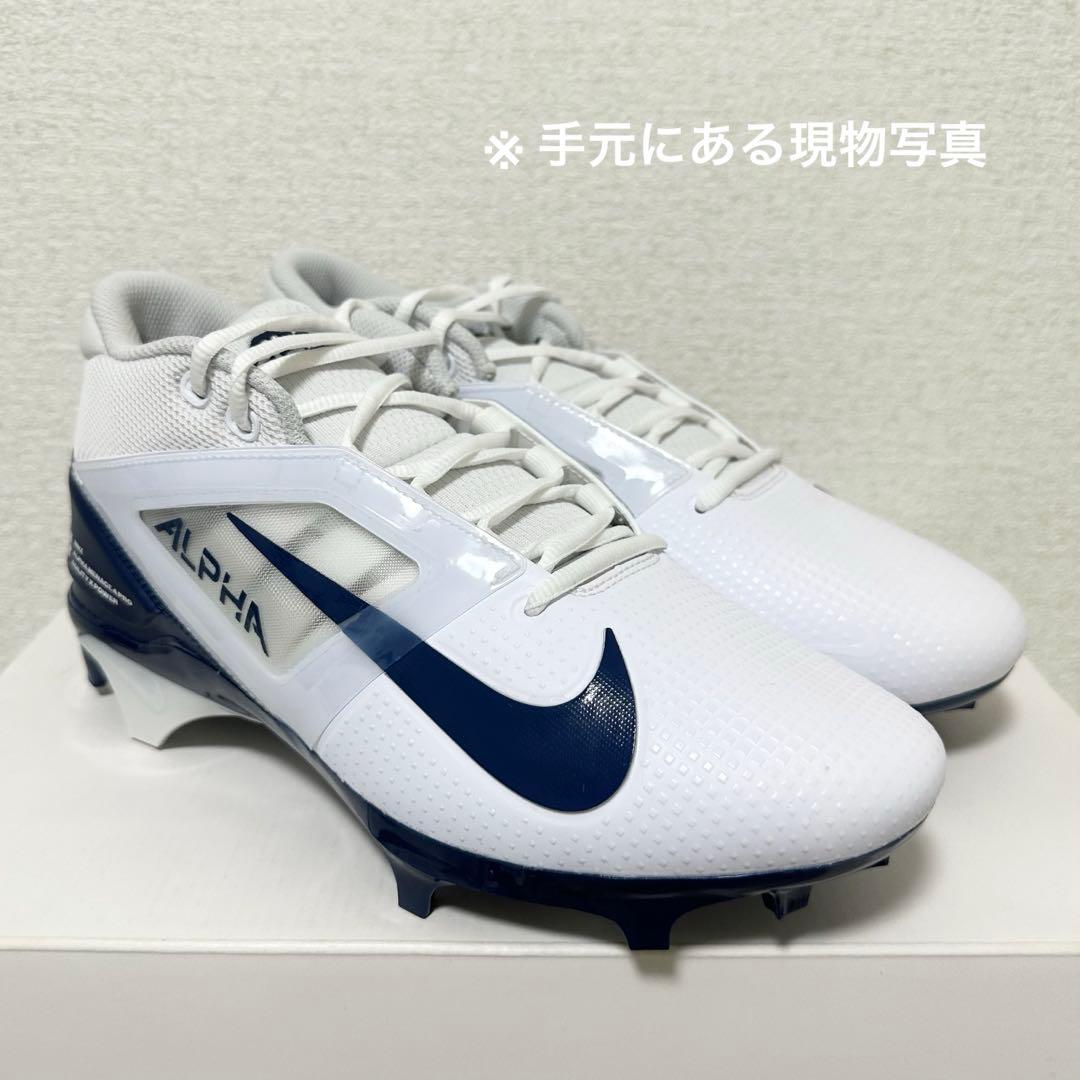 ナイキ 28.5 アルファメナス プロ アメフト スパイク シューズ 靴 白 紺